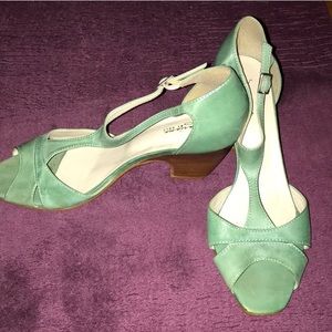 Mariano sea foam green sandal heels